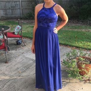 Blue Sequined Prom Dress